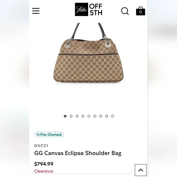 Gucci Eclipse Cream and Brown Shoulder Bag with Monogram Canvas - Picture 13 of 13